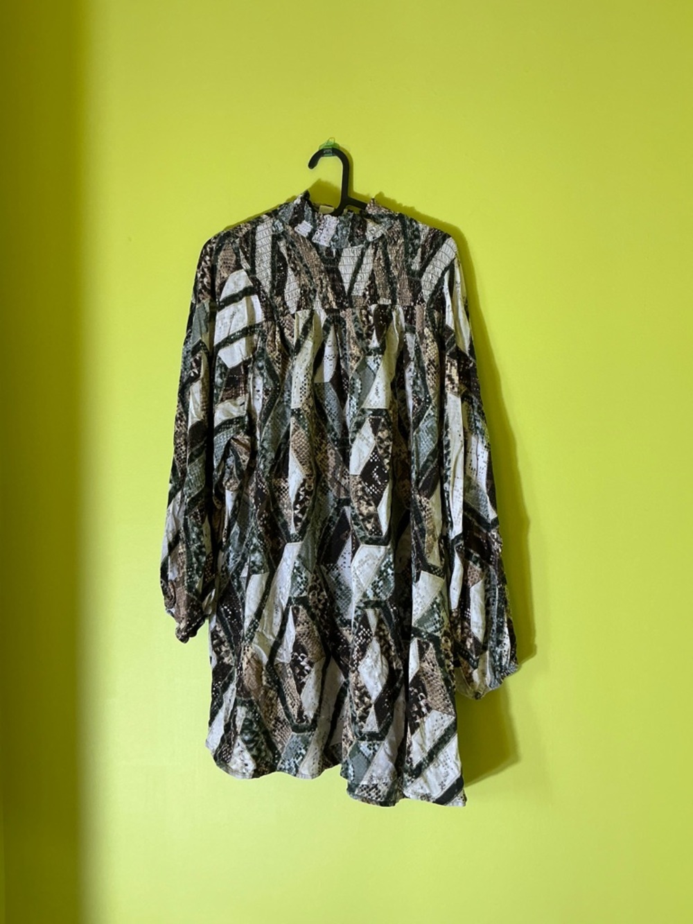 H&M Snake print mock neck mini dress a boho neutral vibe